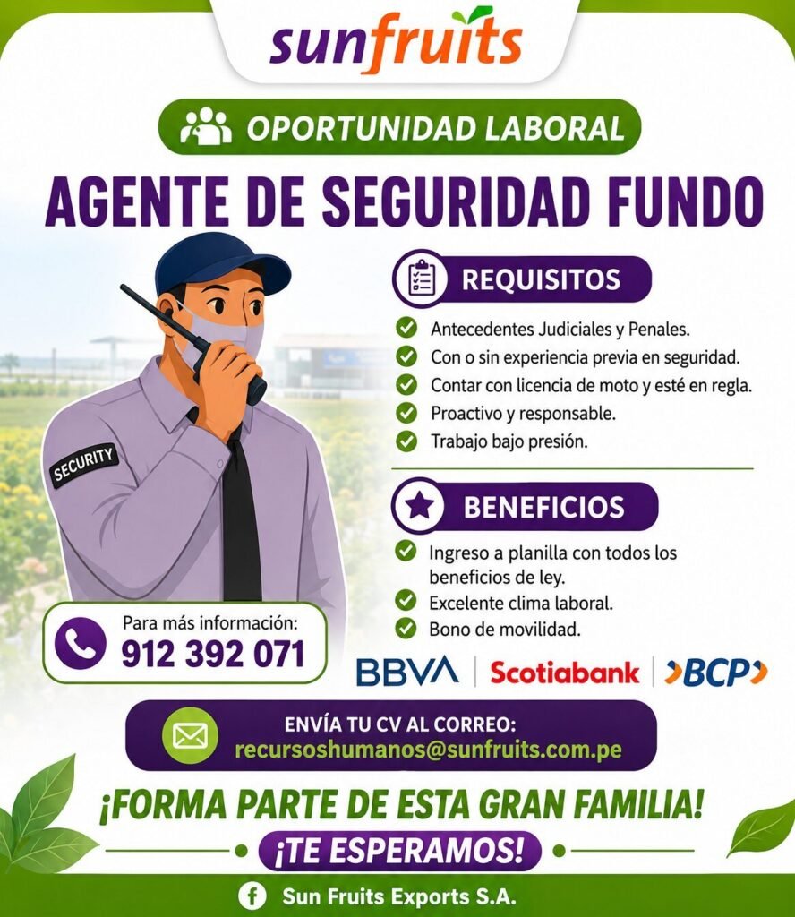 Agente de seguridad para Sun Fruits
