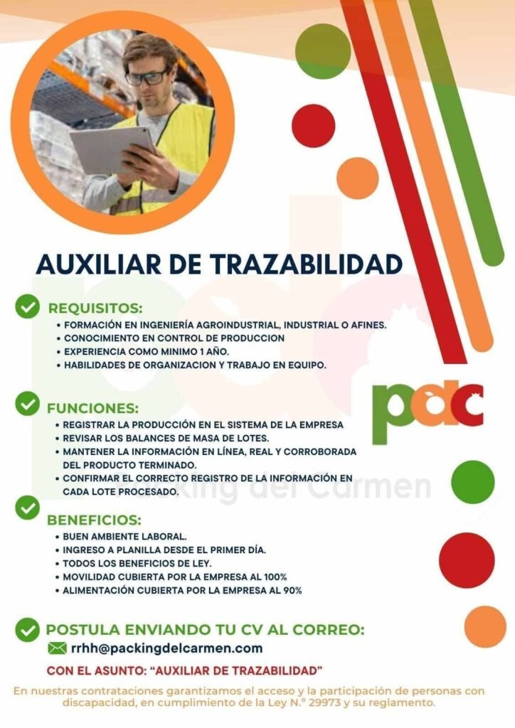 Oportunidades laborales – Packing del Carmen - Imagen 2