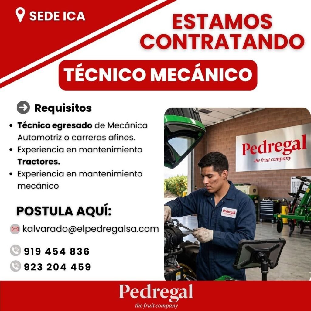 Convocatoria laboral para electricistas y frigoristas– Pedregal sede Ica - Imagen 2