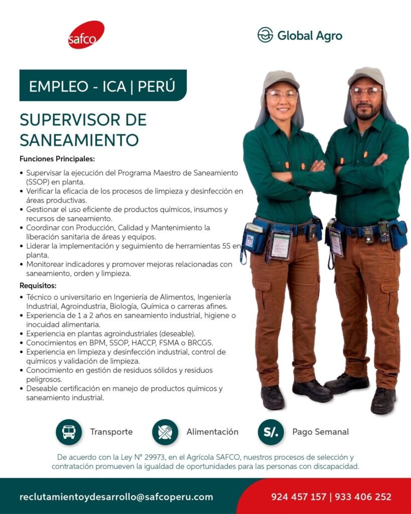 Nuevas Oportunidades laborales en Agricola Safco - Imagen 2