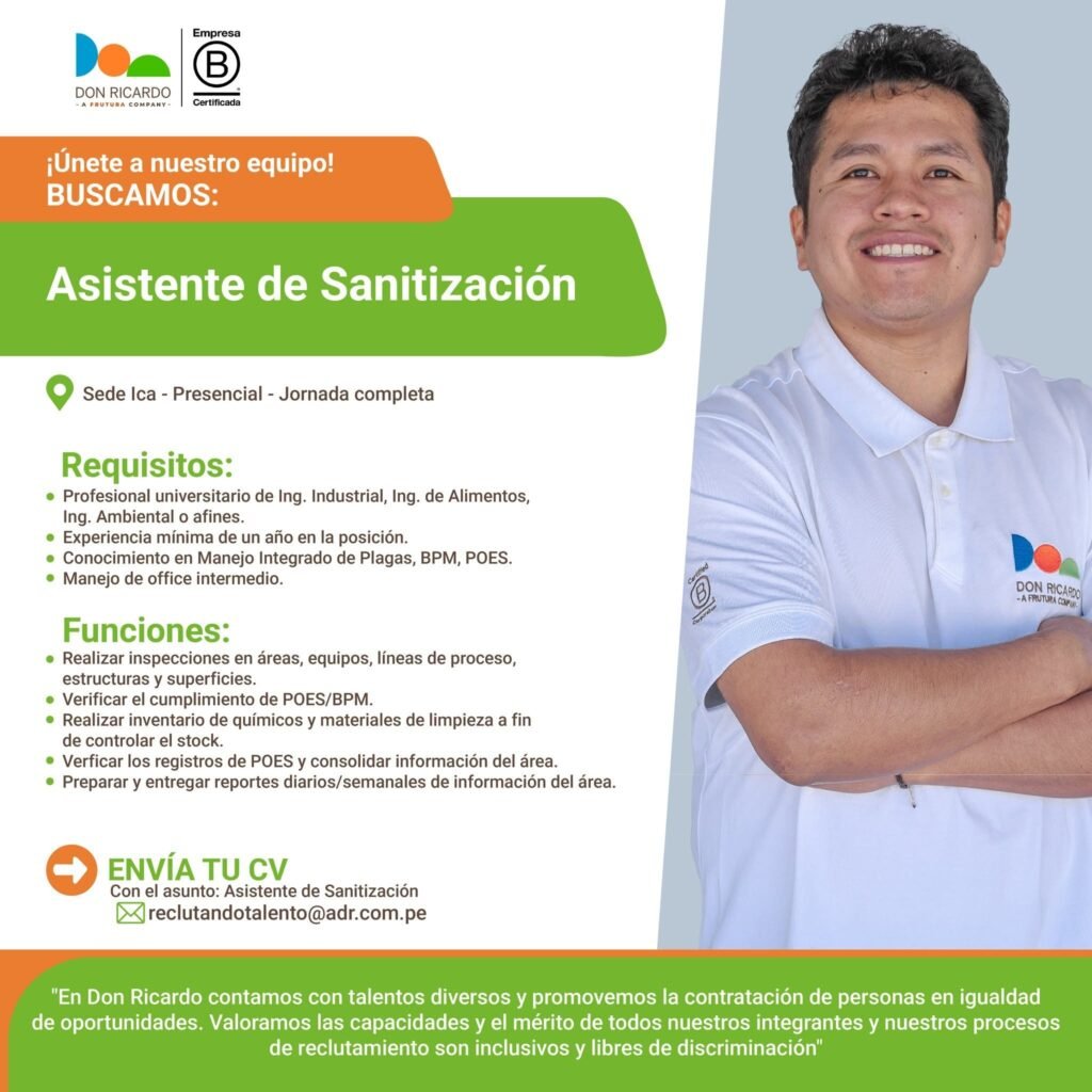 2 nuevas oportunidades laborales en Agricola Don Ricardo