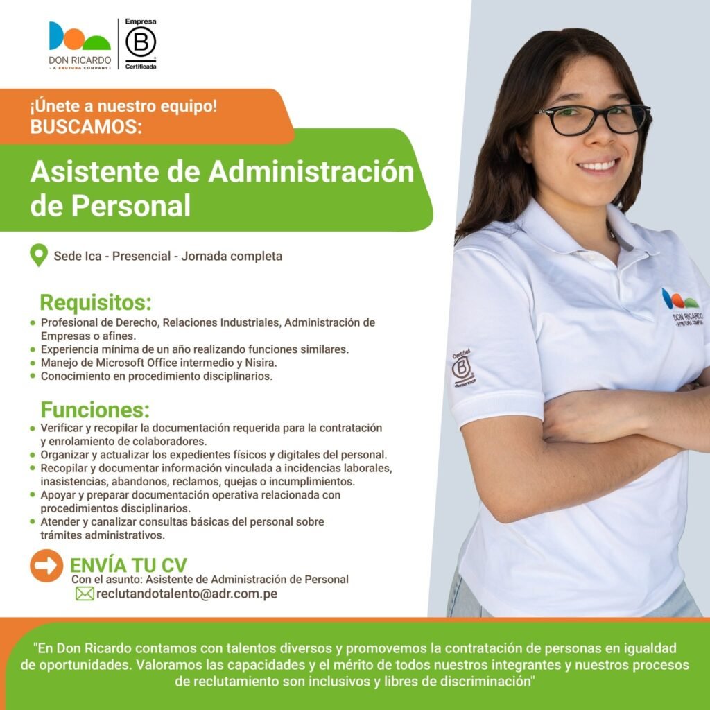 2 nuevas oportunidades laborales en Agricola Don Ricardo - Imagen 2