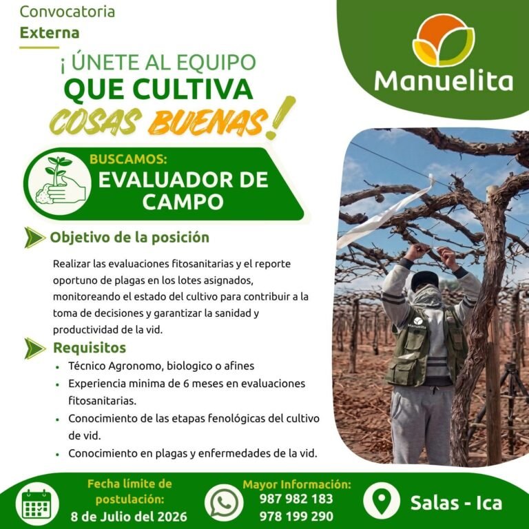 Evaluador de Campo para la empresa Manuelita