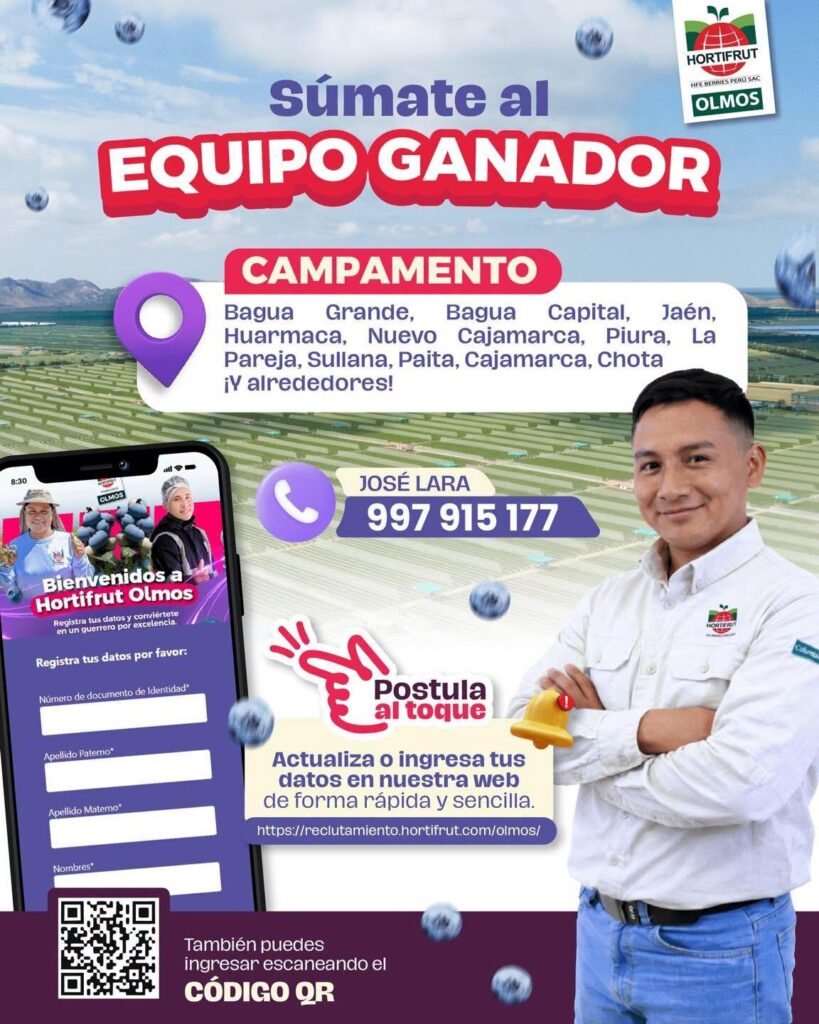 Personal para agricola Hortifrut con Campamento