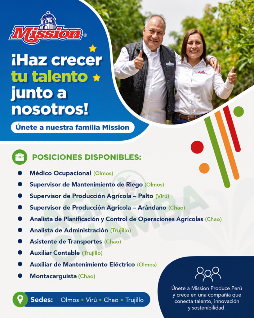¡Nuevas Oportunidades laborales en Mission Produce Perú!