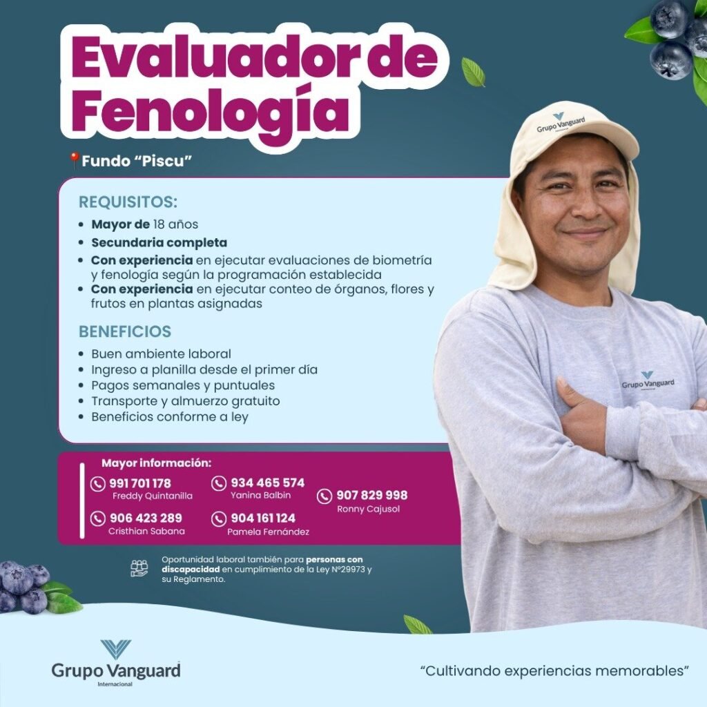 Puesto de Evaluador de Fenologìa en Vanguard
