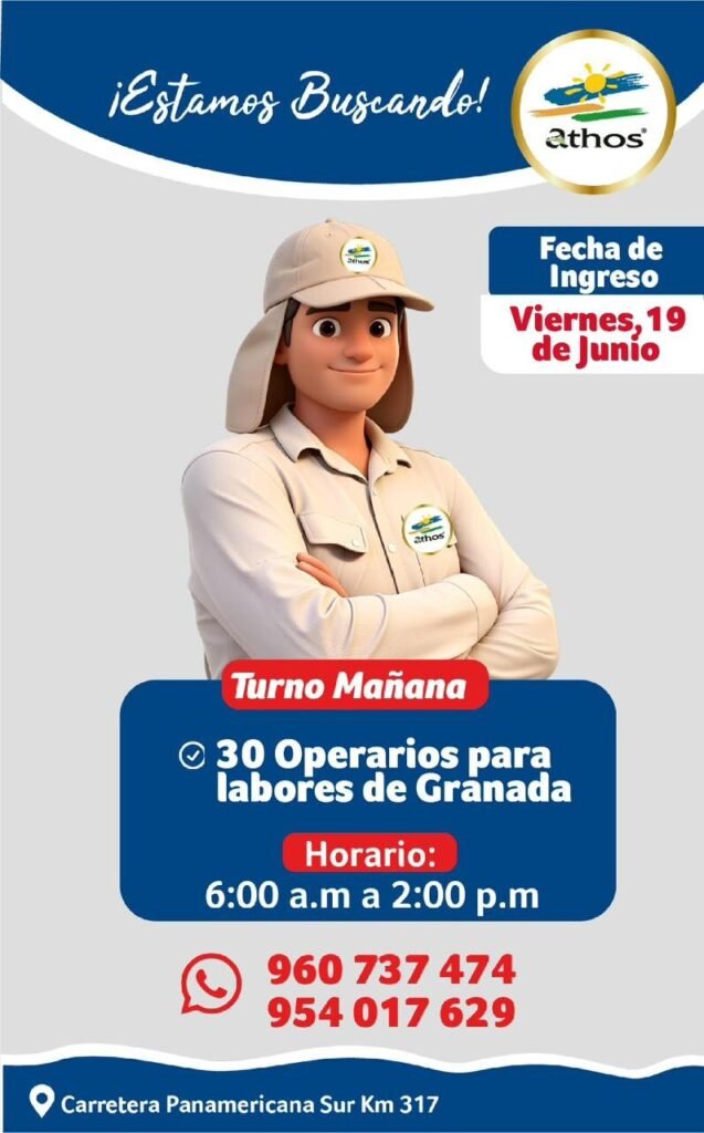 30 operarios para labores de granada en ica – Athos