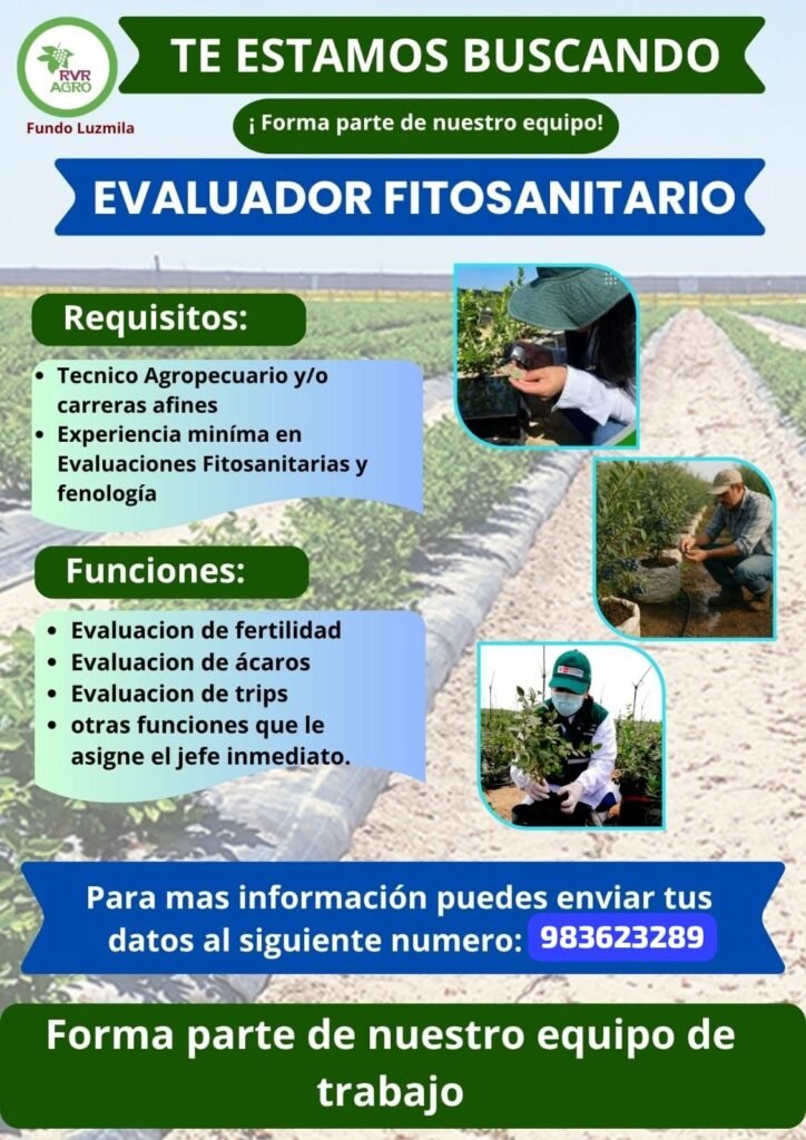 Se requiere Evaluador Fitosanitario para RVR agro