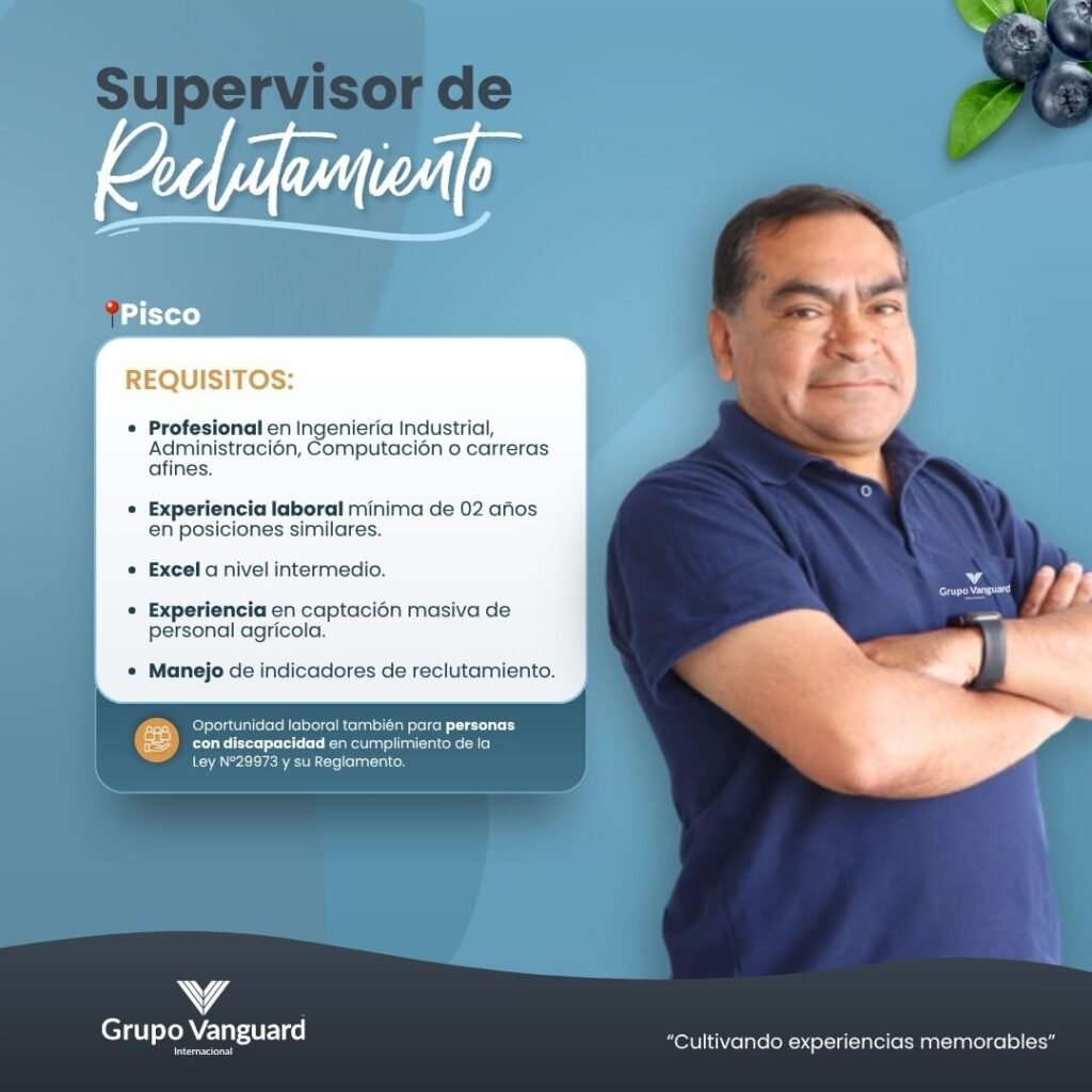 Supervisor de Reclutamiento para unirse a Grupo Vanguard Internacional