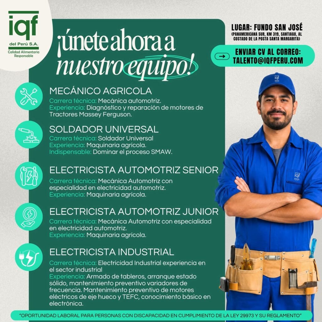 Oportunidades laborales en IQF – Santiago Ica