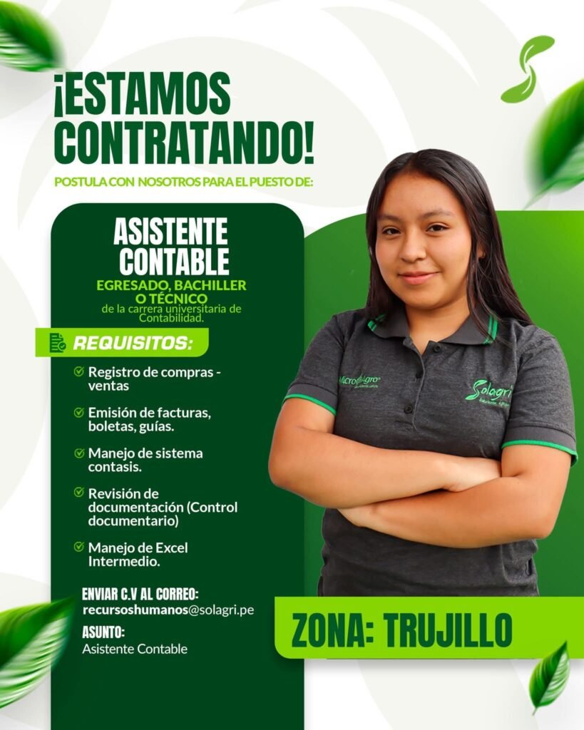Asistente Contable para Empresa Agrícola en Trujillo
