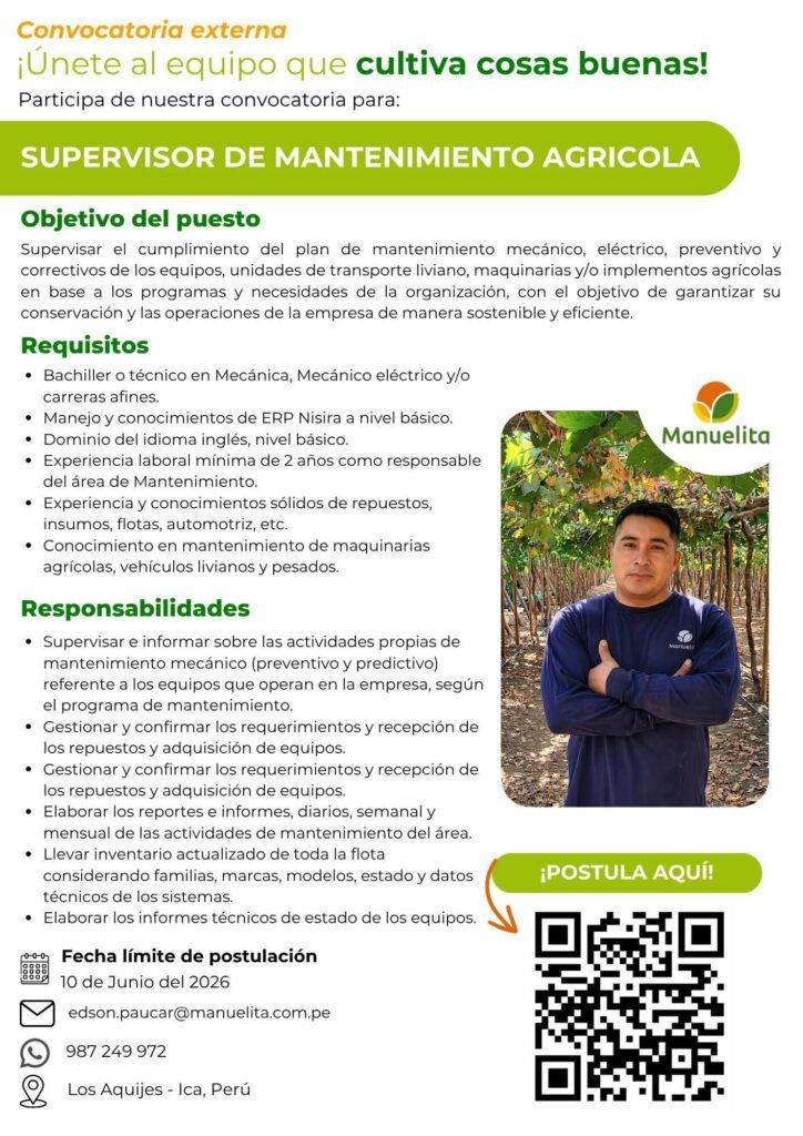 Únete a Manuelita Frutas y Hortalizas en Ica