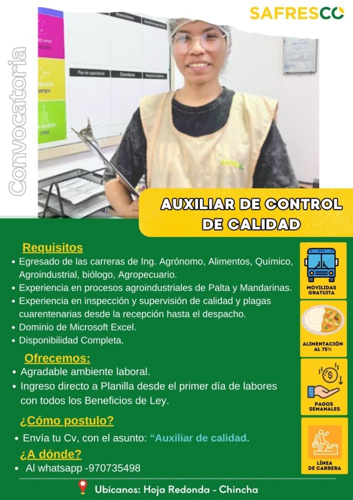 ¡Convocatoria laboral en SAFRESCO! – Chincha