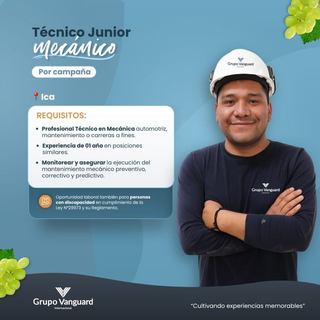 Técnico Electromecánico y mecánico para Vanguard