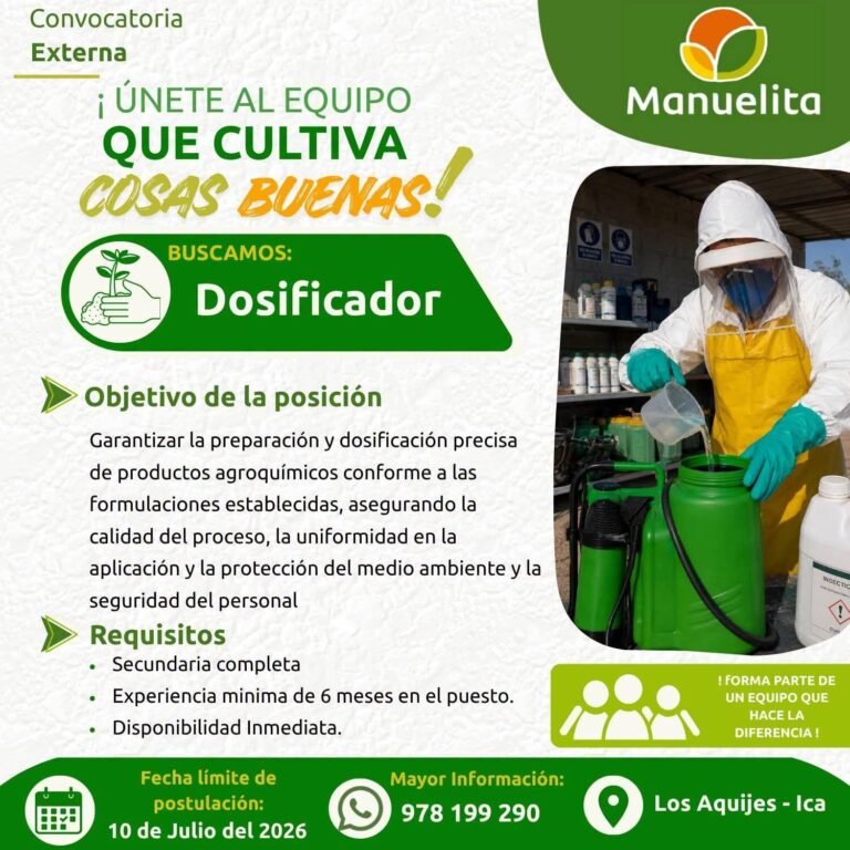 Nuevas oportunidades laborales en Manuelita – Ica