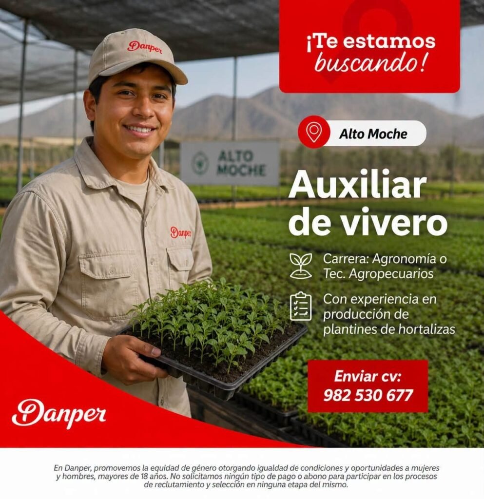 Oportunidades laborales en auxiliar de vivero y evaluador de vivero