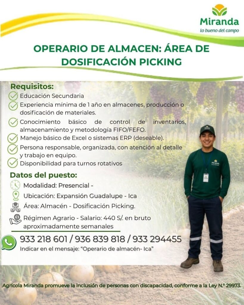 Operario de Almacén para el área de Dosificación Picking - Imagen 1