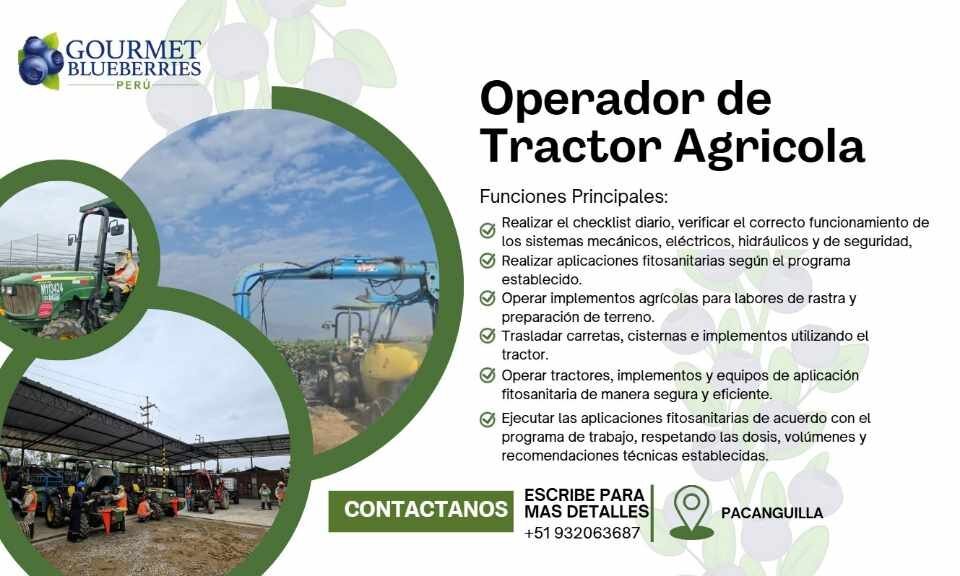 Operador de tractor agricola en Pacanga - Gourmet Berries - Imagen 1
