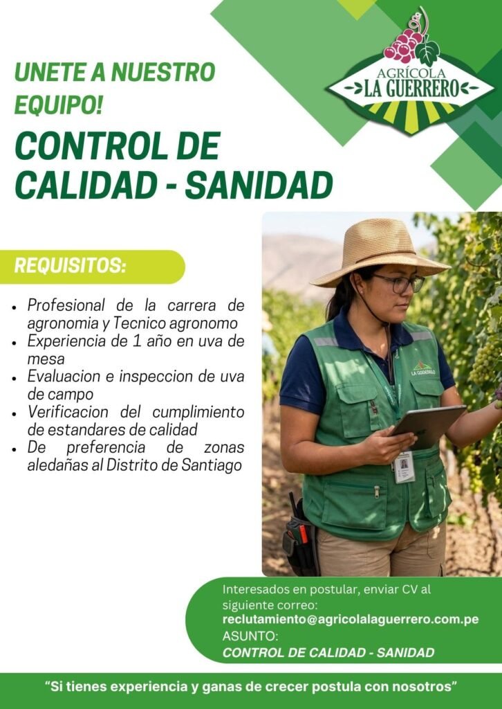 2 oportunidades laborales en agricola la Guerrero - Imagen 2