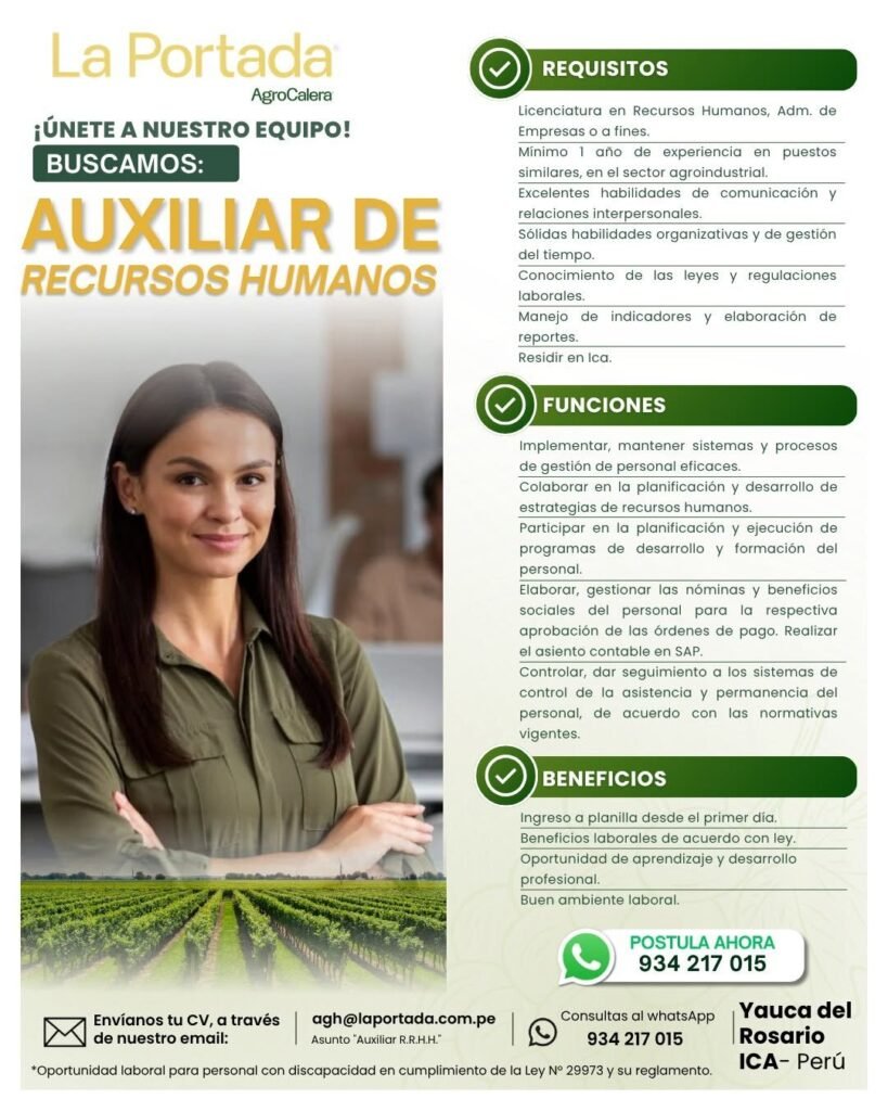 Nuevas oportunidades laborales en Agrocalera - Imagen 2