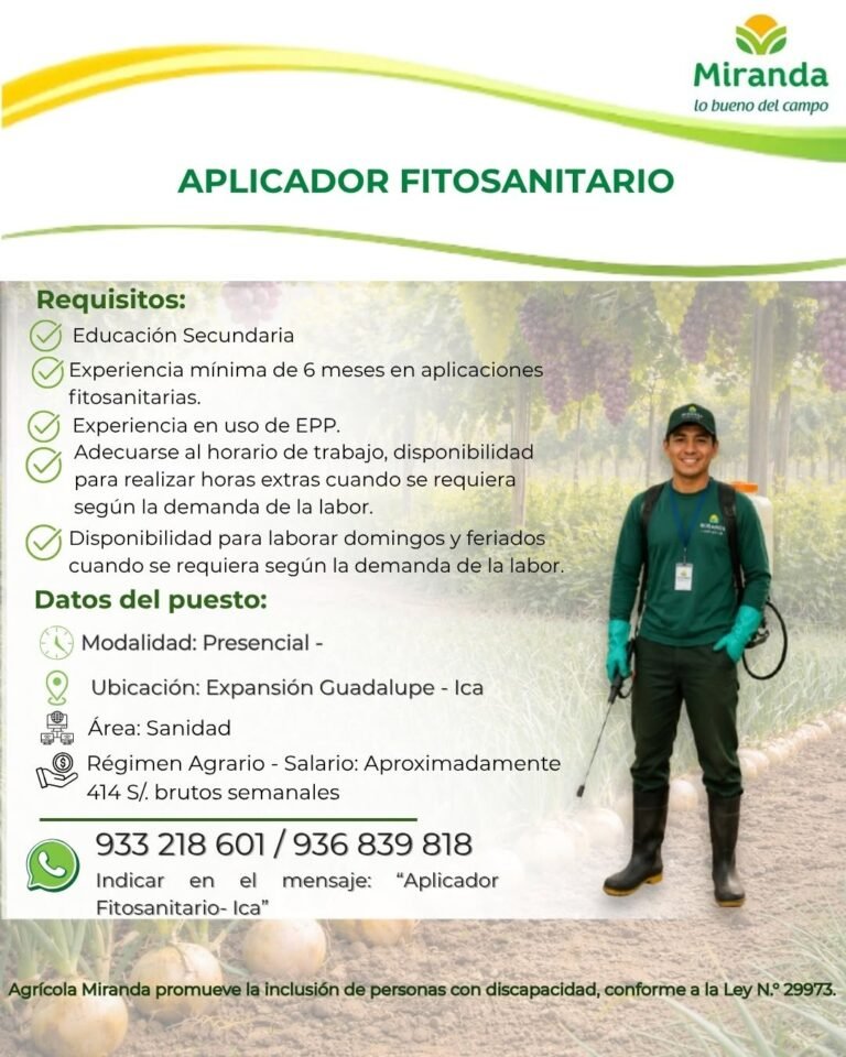 Aplicador Fitosanitario para Agricola Miranda en Ica