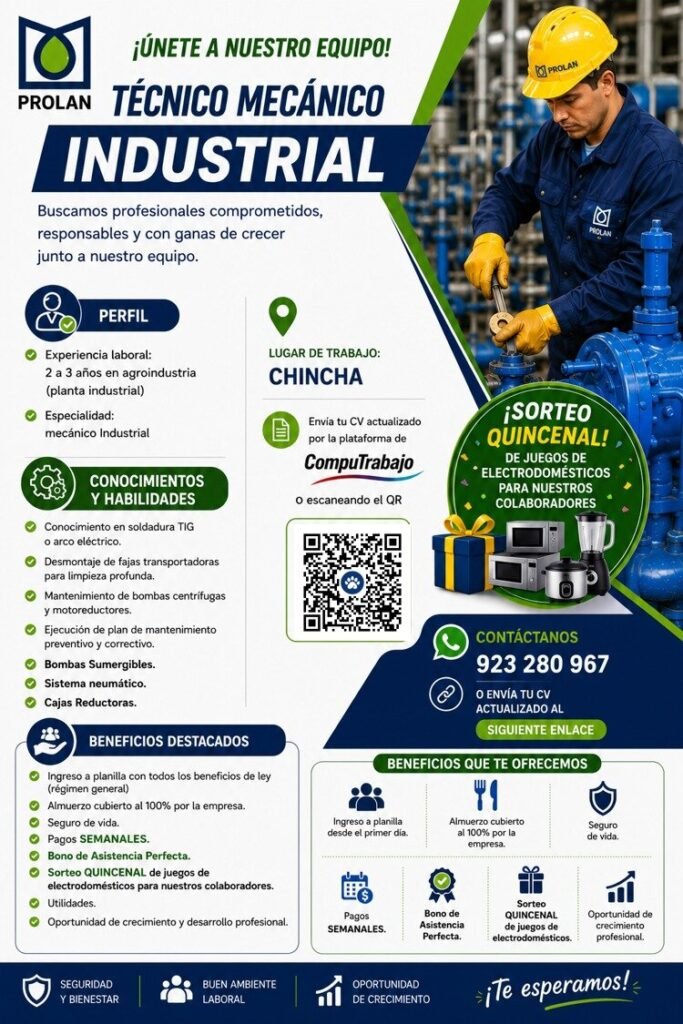 Técnico Mecánico Industrial en Prolan