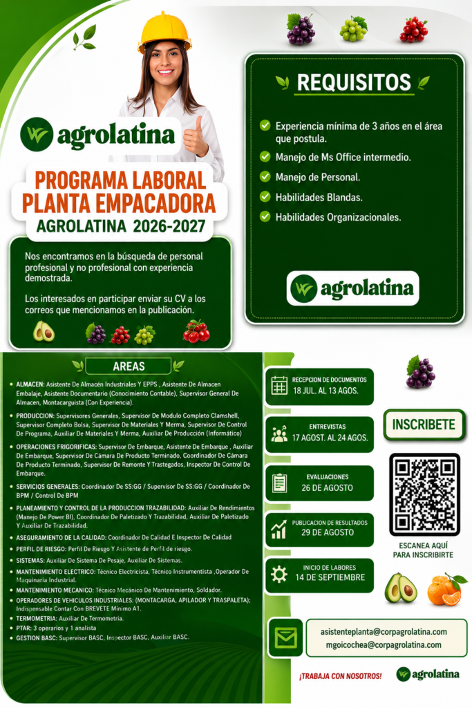 ¡Agrolatina abre su Programa Laboral 2026 – 2027 - Imagen 1
