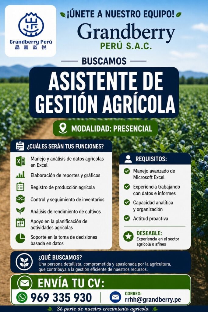 📢 GRAND BERRY PERÚ S.A.C. – OPORTUNIDADES LABORALES - Imagen 2