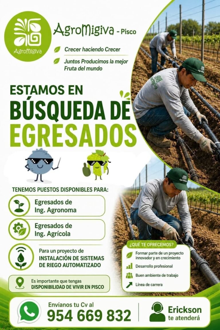 Egresados de Ingeniería Agronómica en Pisco para Riego Automatizado