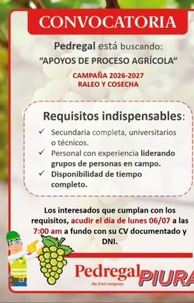 Apoyos de Proceso Agrícola para Campaña 2026-2027 en Piura - Imagen 1