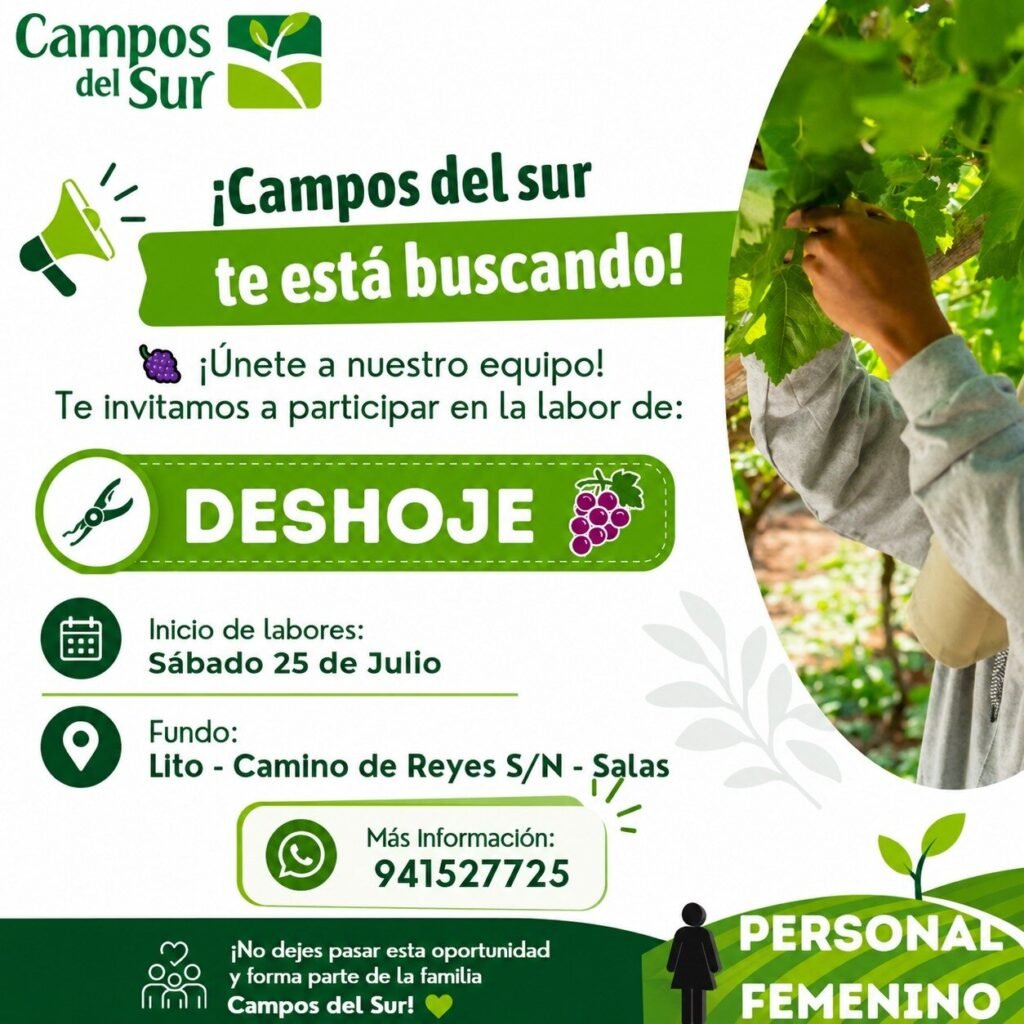 Personal para Deshoje en Campos del Sur en Fundo Lito