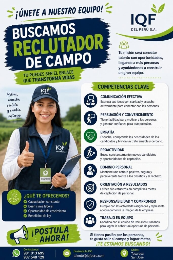 Reclutado de campo para IQF del Peru S.A