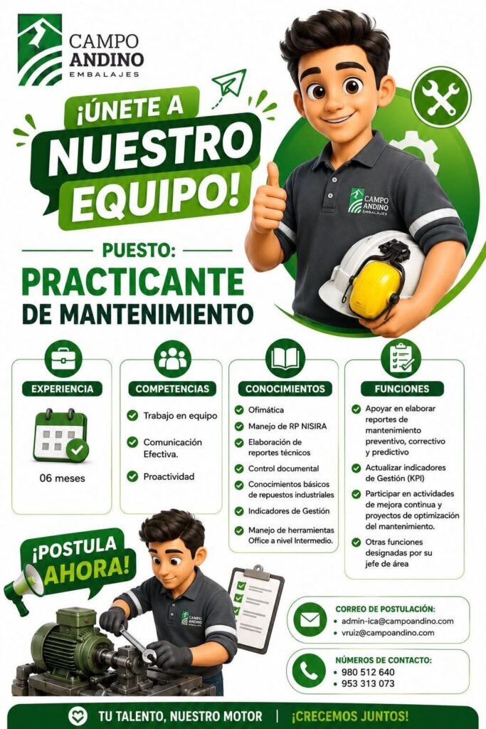 Practicante de mantenimiento en Ica - Imagen 2