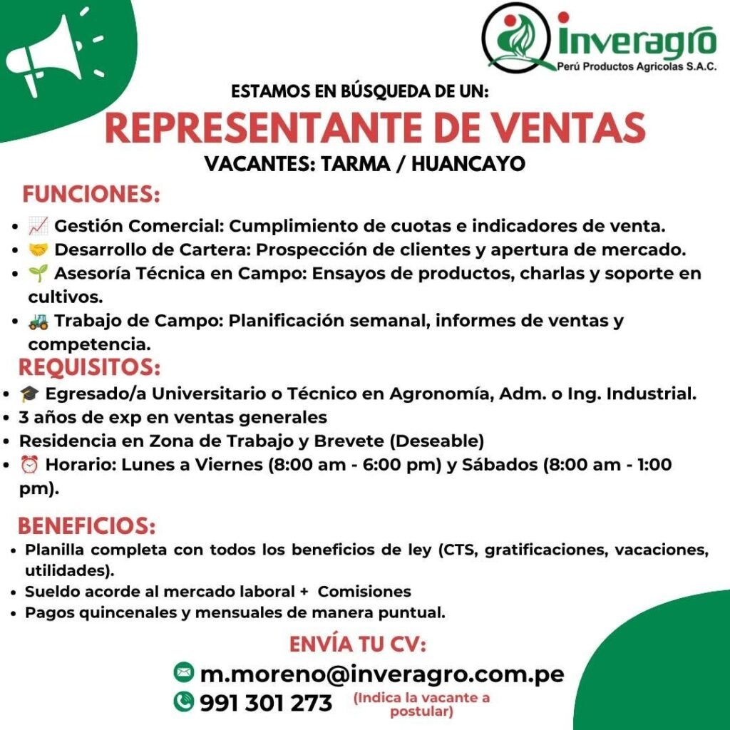 Representante de Ventas en Inveagro - Imagen 1
