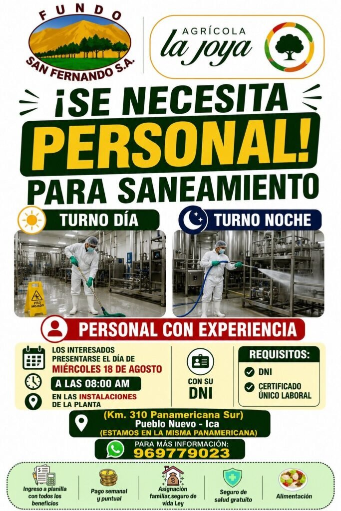 personal para el área de saneamiento - Imagen 1