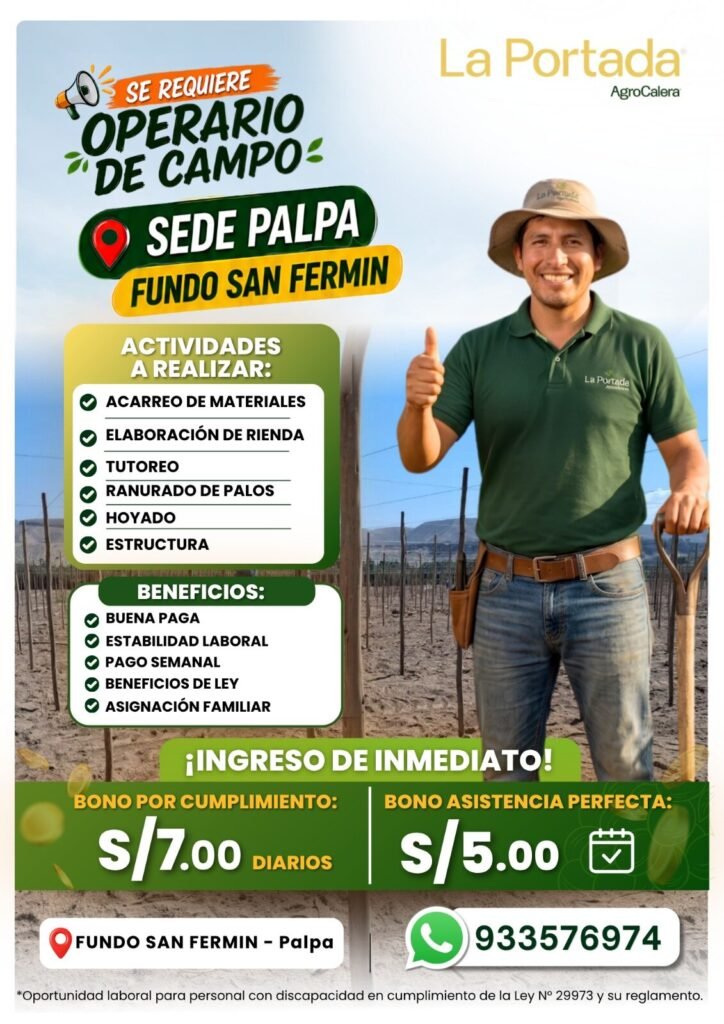 Operarios de campo en Palpa