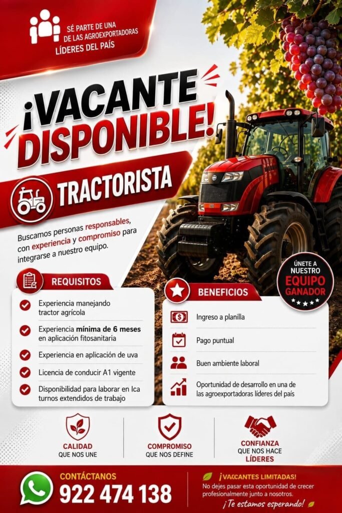 Nuevas oportunidades laborales en Pedregal, Ica - Imagen 2