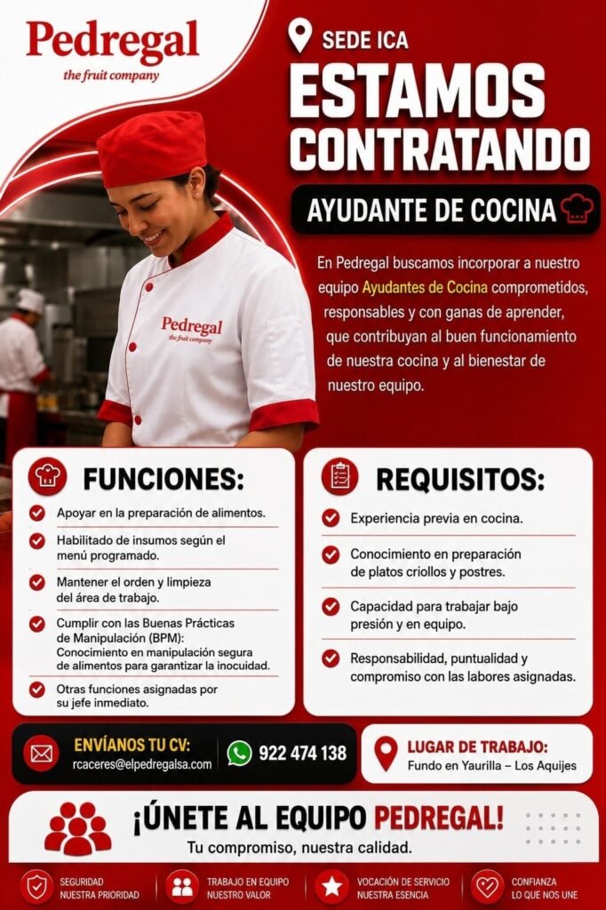 Nuevas oportunidades laborales en Pedregal, Ica - Imagen 3