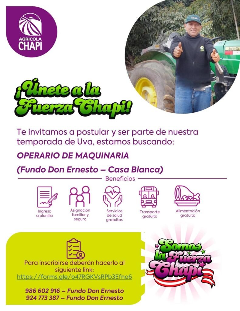 Oportunidades laborales en Agricola Chapi - Imagen 2