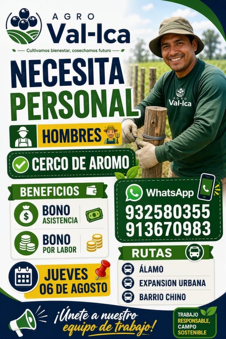 Personal Masculino para Cerco de Aromo en Ica