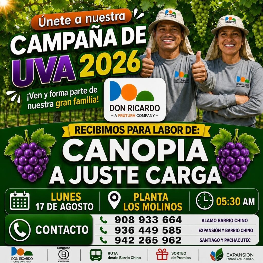 Nuevas oportunidades laborales en Agricola Don Ricardo - Imagen 3