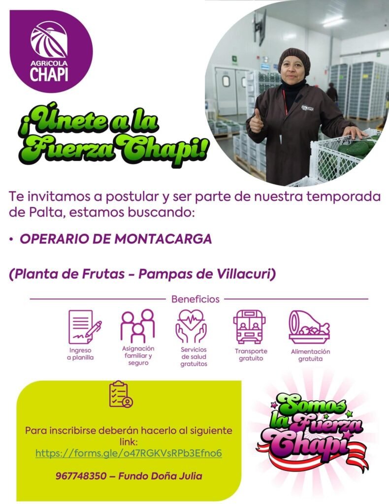 Oportunidades laborales en Agricola Chapi