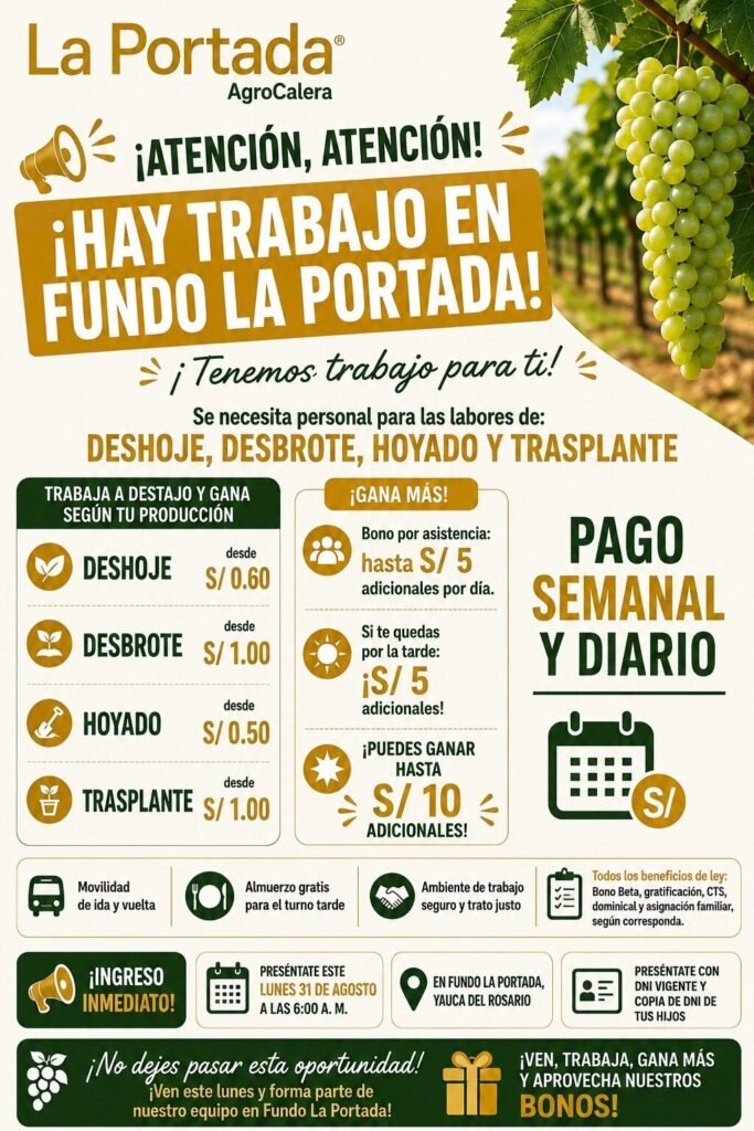 Trabajos en fundo la portada