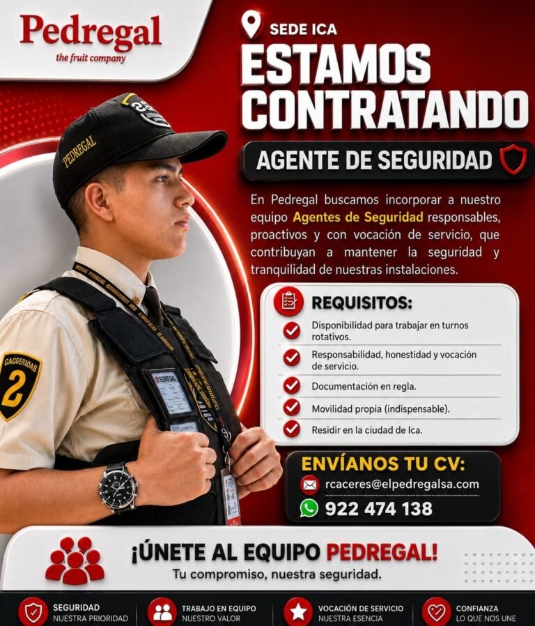 Nuevas oportunidades laborales en Pedregal, Ica