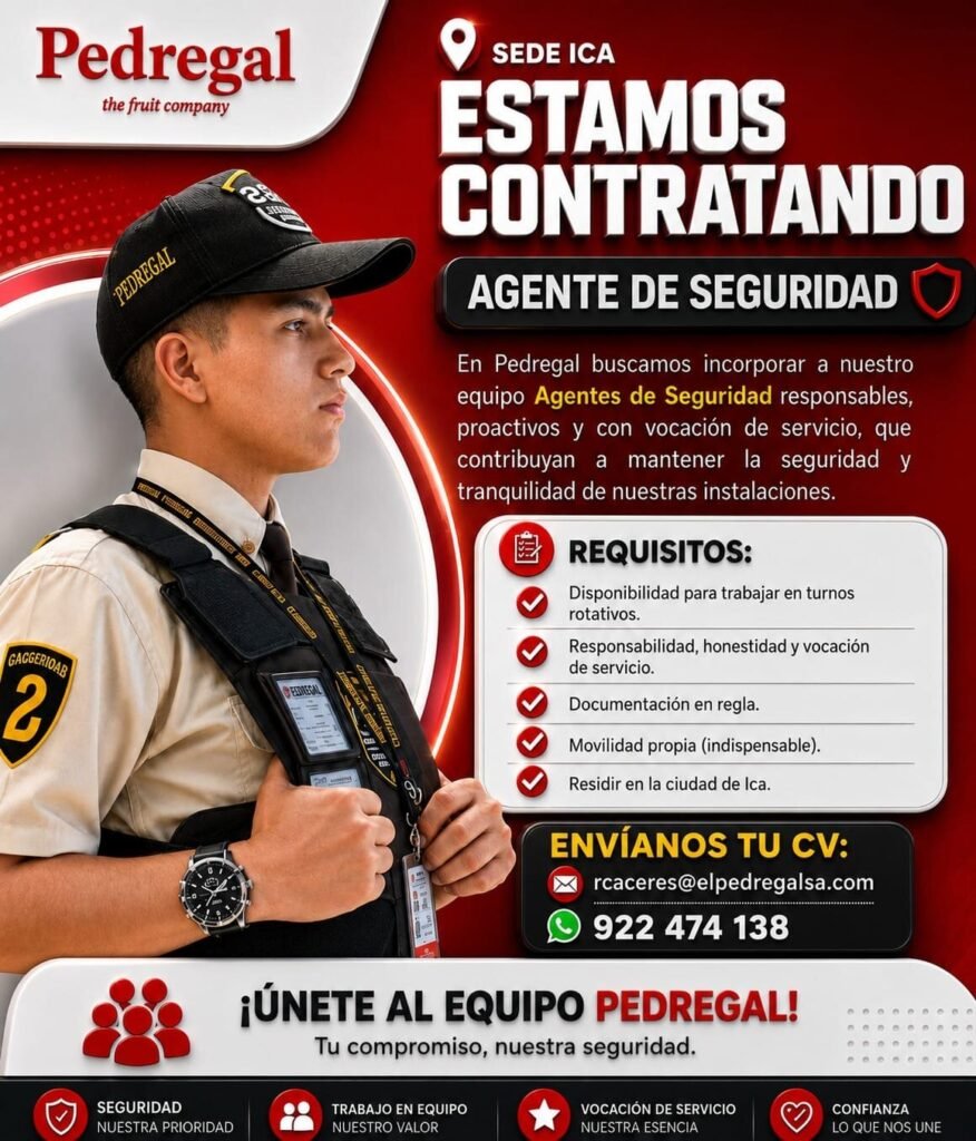 Nuevas oportunidades laborales en Pedregal, Ica - Imagen 1