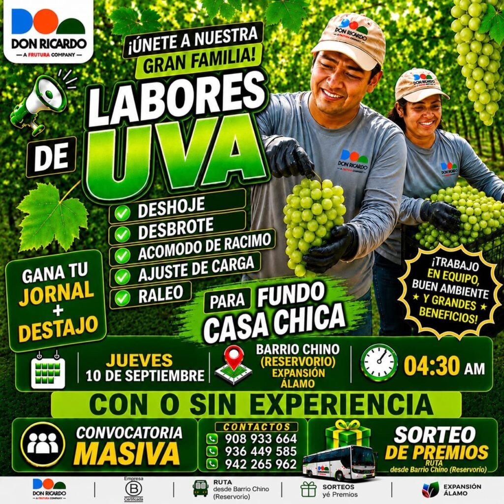Se requiere personal en agricola Don Ricardo - Imagen 4