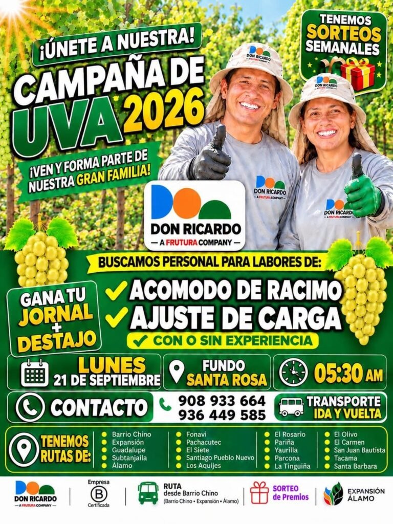 Personal para Agricola Don Ricardo