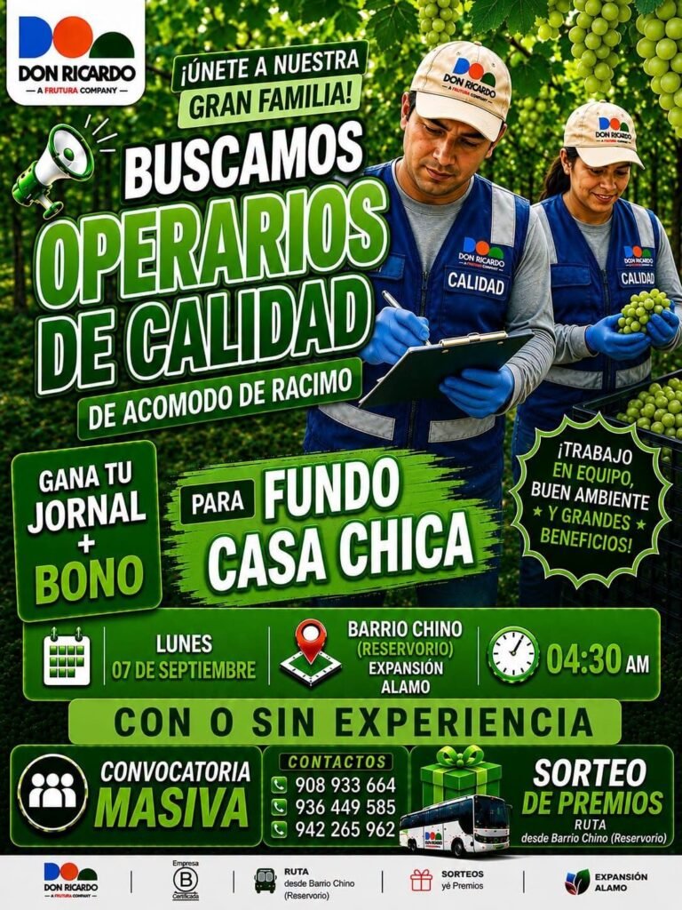 Operarios de Calidad en Agricola Don Ricardo