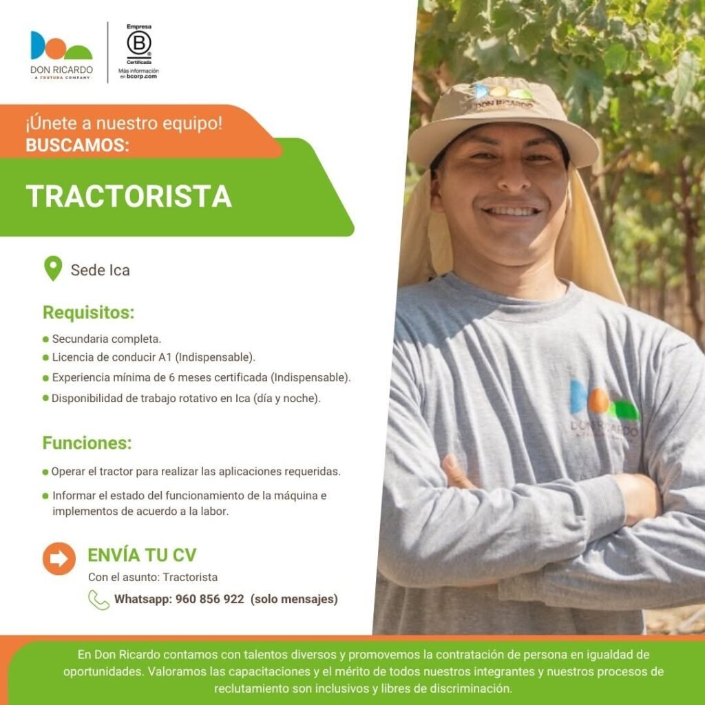 Nuevas oportunidades laborales en Agricola Don Ricardo - Imagen 3