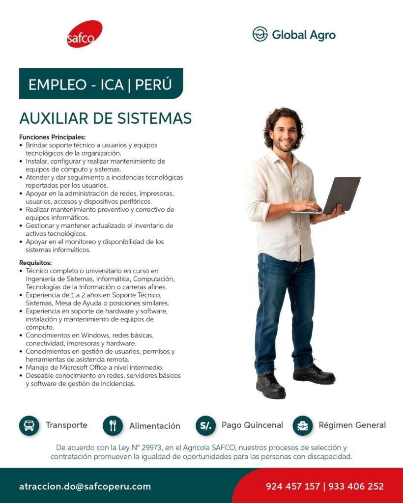 Nuevas oportunidades laborales en Agricola Safco - Imagen 2